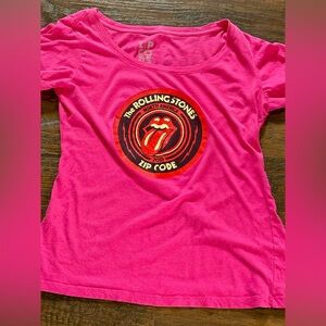 Rolling Stones Women's Hot Pink 2015 North America Zip Code Concert Tee Size: XL